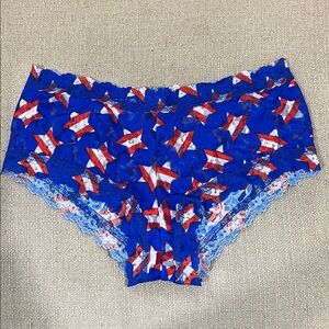 NEW Hanky Panky Boy Shorts Lace Panties Star Spangled Size Small